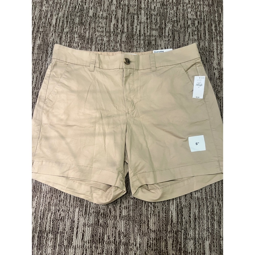 Old Navy Everyday Short Mid-Rise 5" Inseam Khaki Chino Shorts Tan 10 NWT
